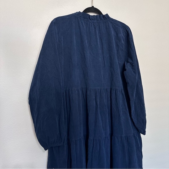 NWT colette women’s navy corduroy cotton dress lagenlook peasant tiered one size - Picture 5 of 5